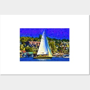 Sailboat On Lake Union Posters and Art